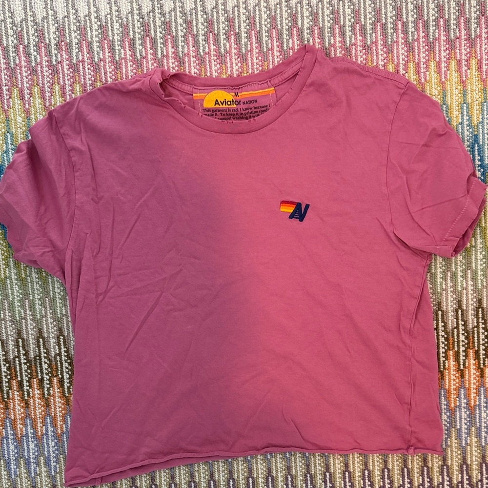 Aviator Nation cropped tee size  M